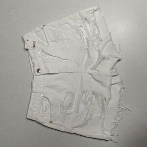 NWT We The Free by Free People women's jean shorts, size 26, color optic white.